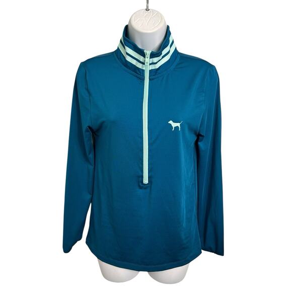 Victoria's Secret PINK 1/2 Zip Performance Top Sz S Teal Athletic Shirt - Picture 2 of 10
